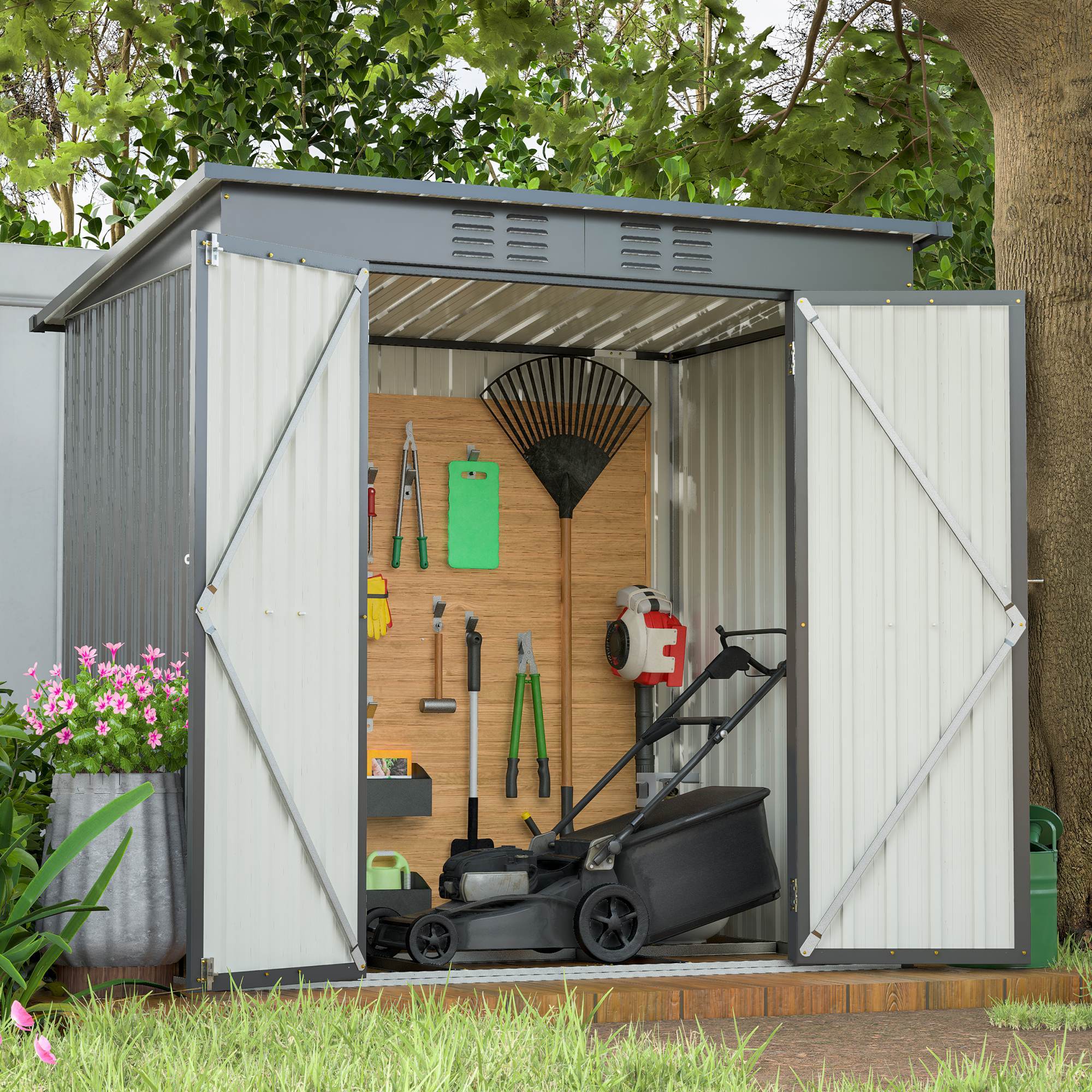 02600817-8791-4650-aa55-9c24df590b8a 6 x 4 ft outdoor storage shed, all weather tool shed for garden, backyard, lawn, black