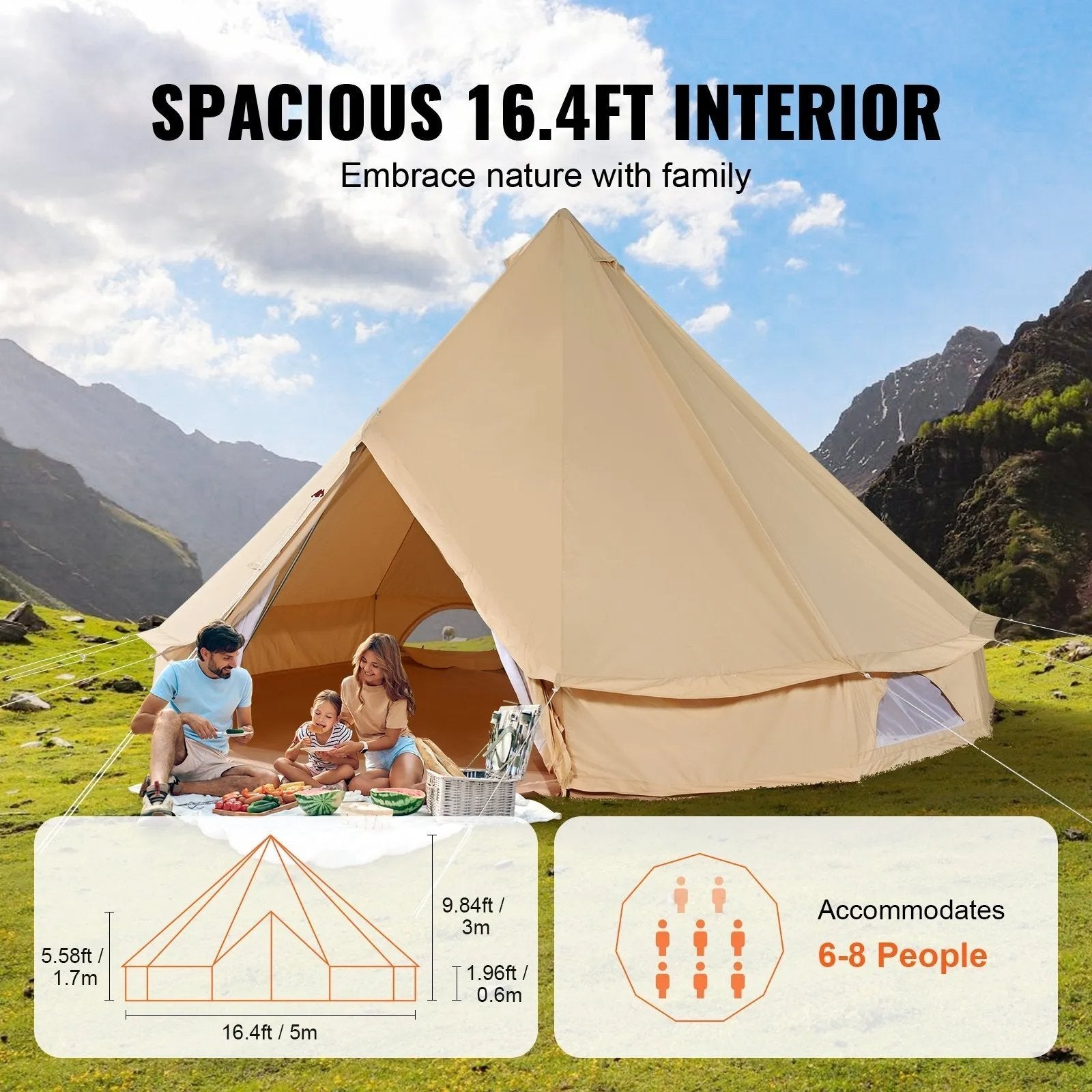 134 vevor canvas bell tent