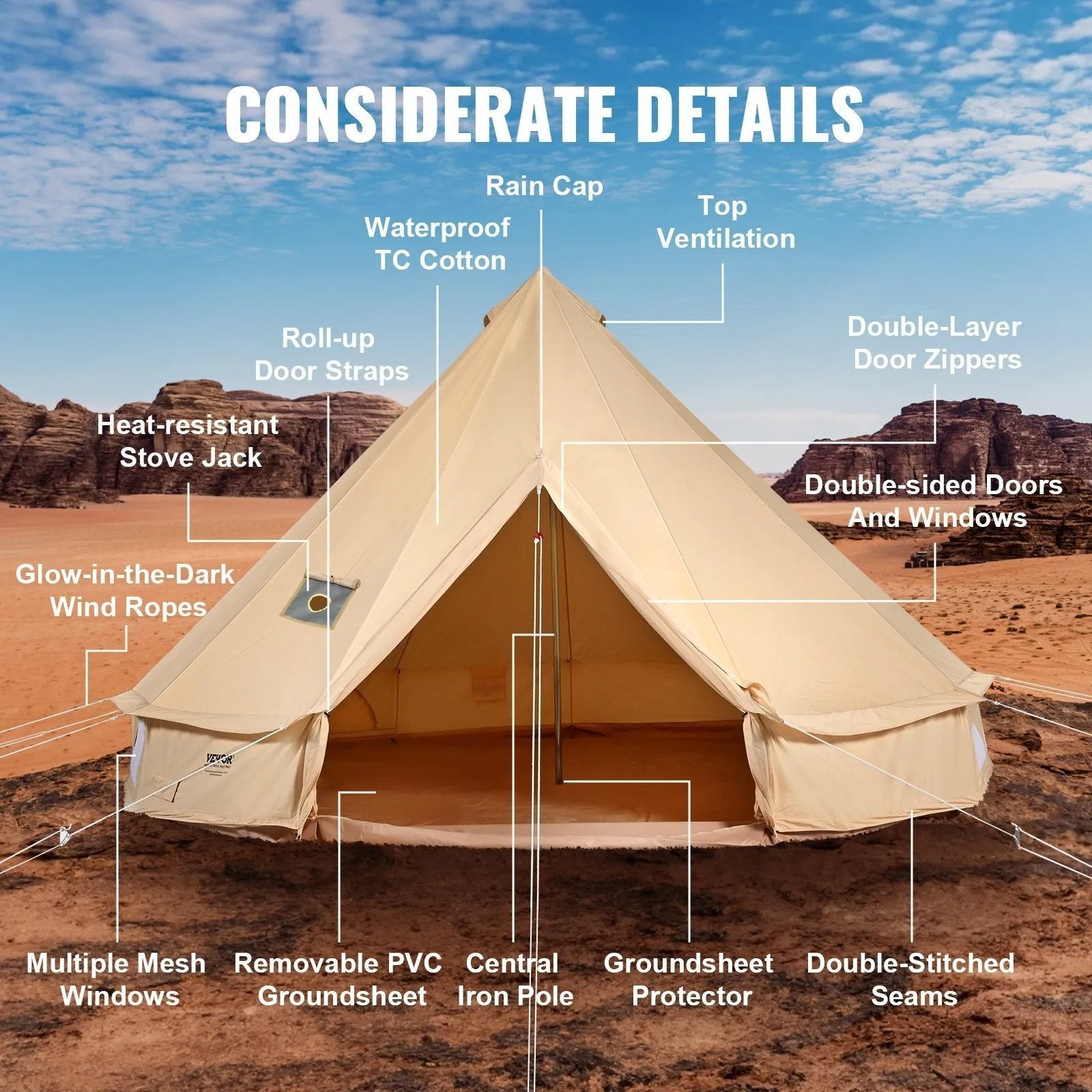 136 vevor canvas bell tent