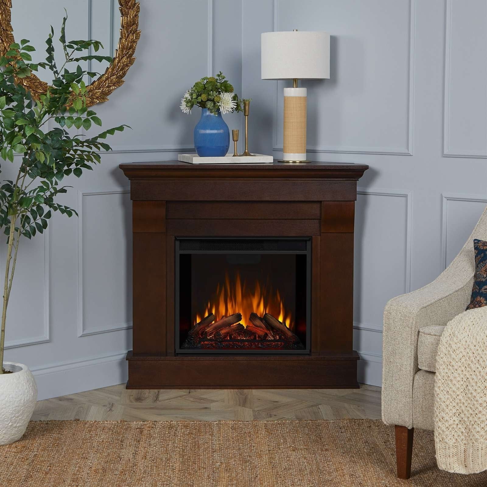160-1 real flame chateau corner electric fireplace