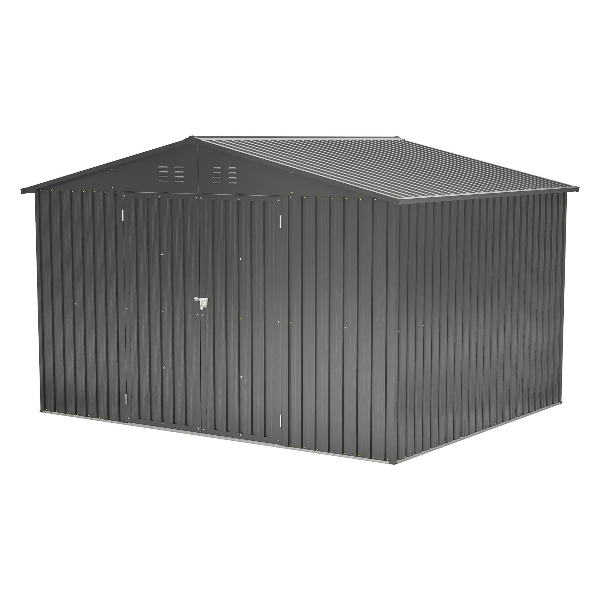 1914236292091351040 10x8 ft outdoor storage shed, all weather metal sheds with lockable doors, tool shed for garden, patio, backyard, lawn, black