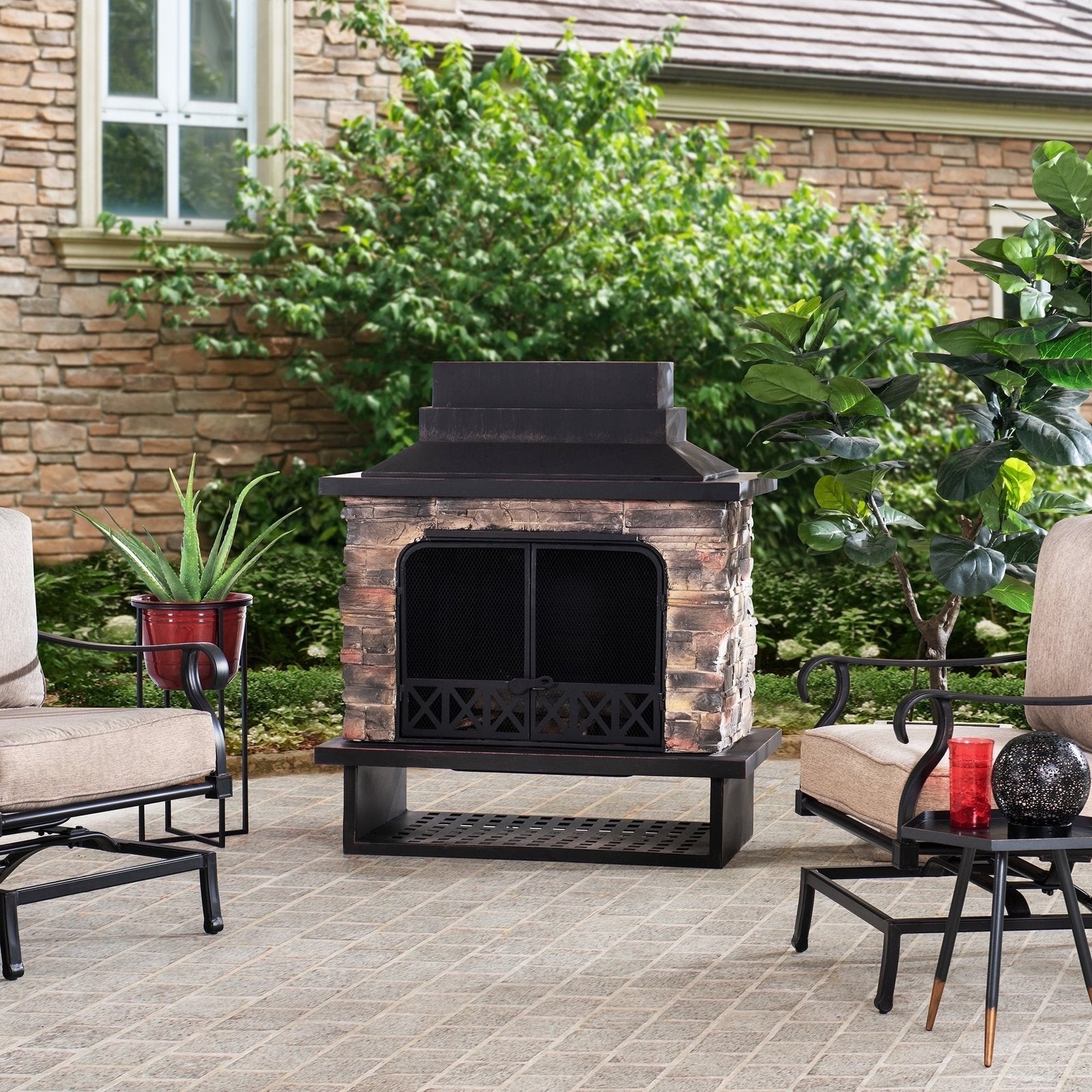 sunjoy farmington wood burning fireplace