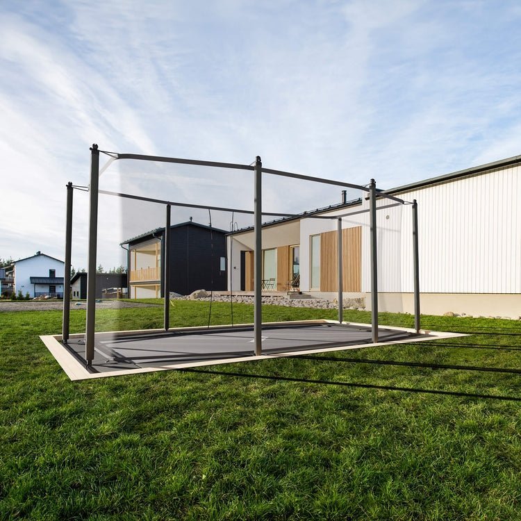 266-2-1 acon 13 hd rectangular trampoline with net and ladder