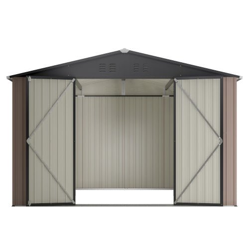 29349f57-4938-43a9-bfd7-e431fb5c68aa 10' x 10' metal storage shed for ourdoor, steel yard shed with design of lockable doors