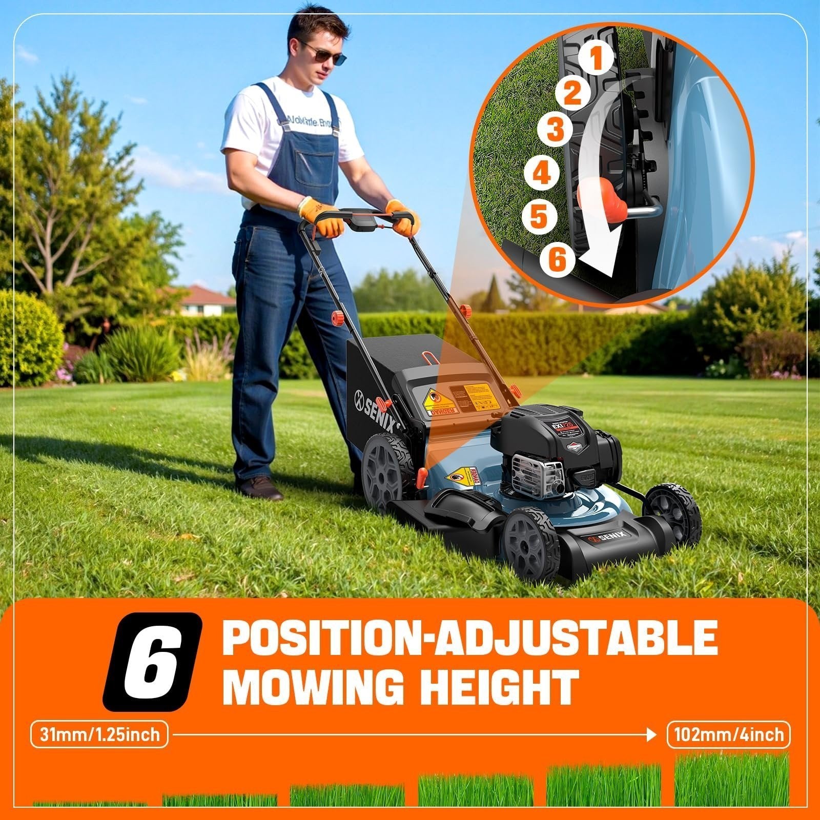336 senix lssg h2 22 inch self propelled gas lawn mower with 163 cc 4 cycle engine