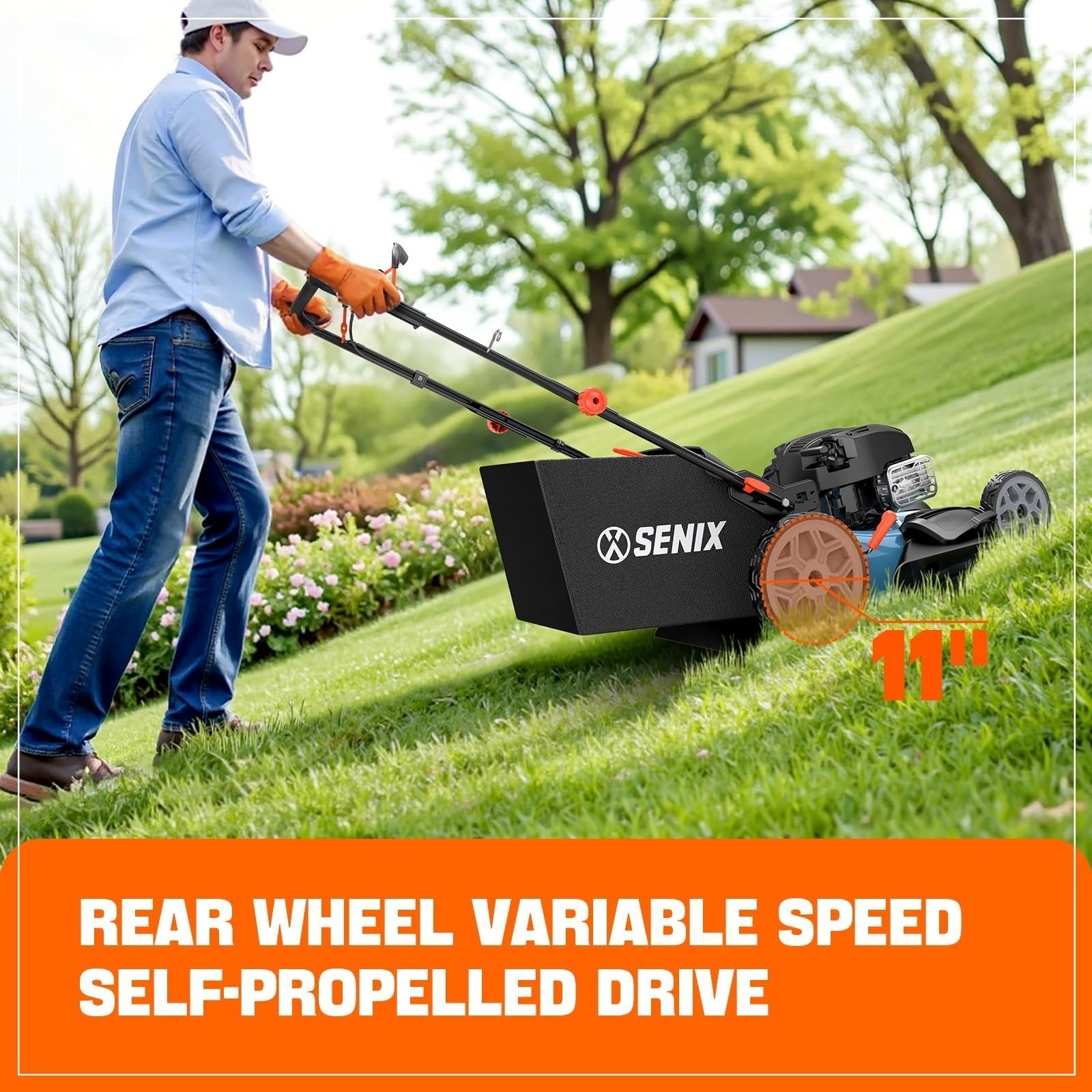 337 senix lssg h2 22 inch self propelled gas lawn mower with 163 cc 4 cycle engine