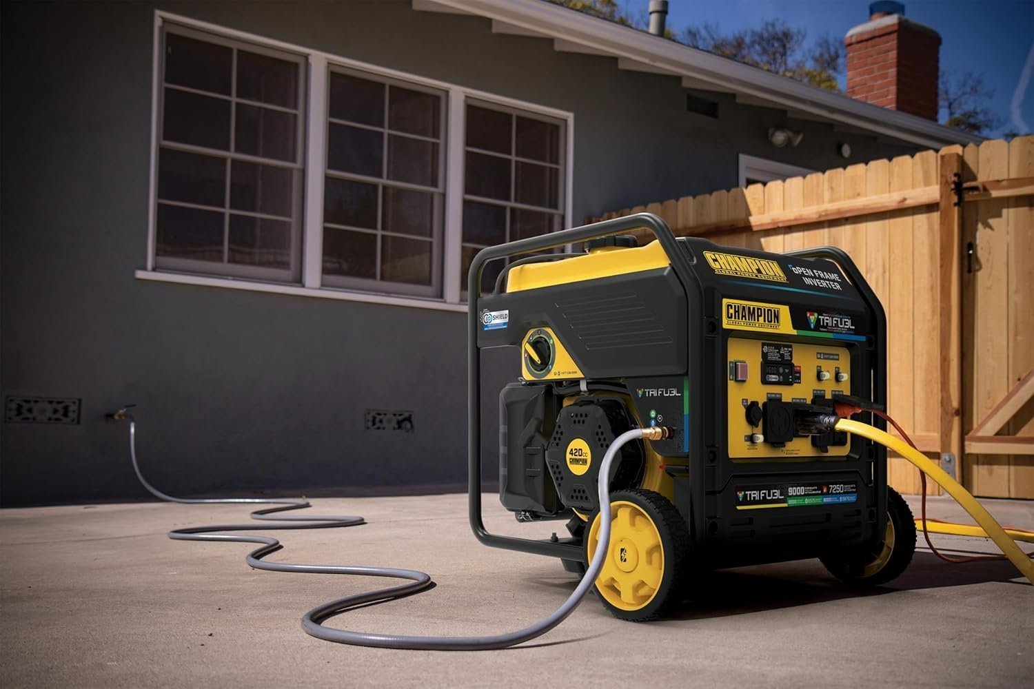 380 champion 201176 9000w tri fuel open frame inverter generator