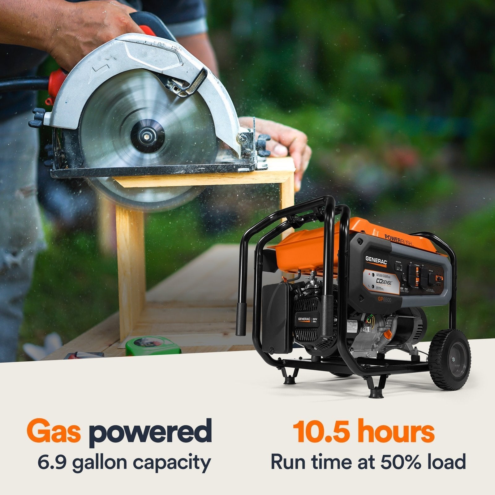 433 generac 8125/6500 watt portable generator