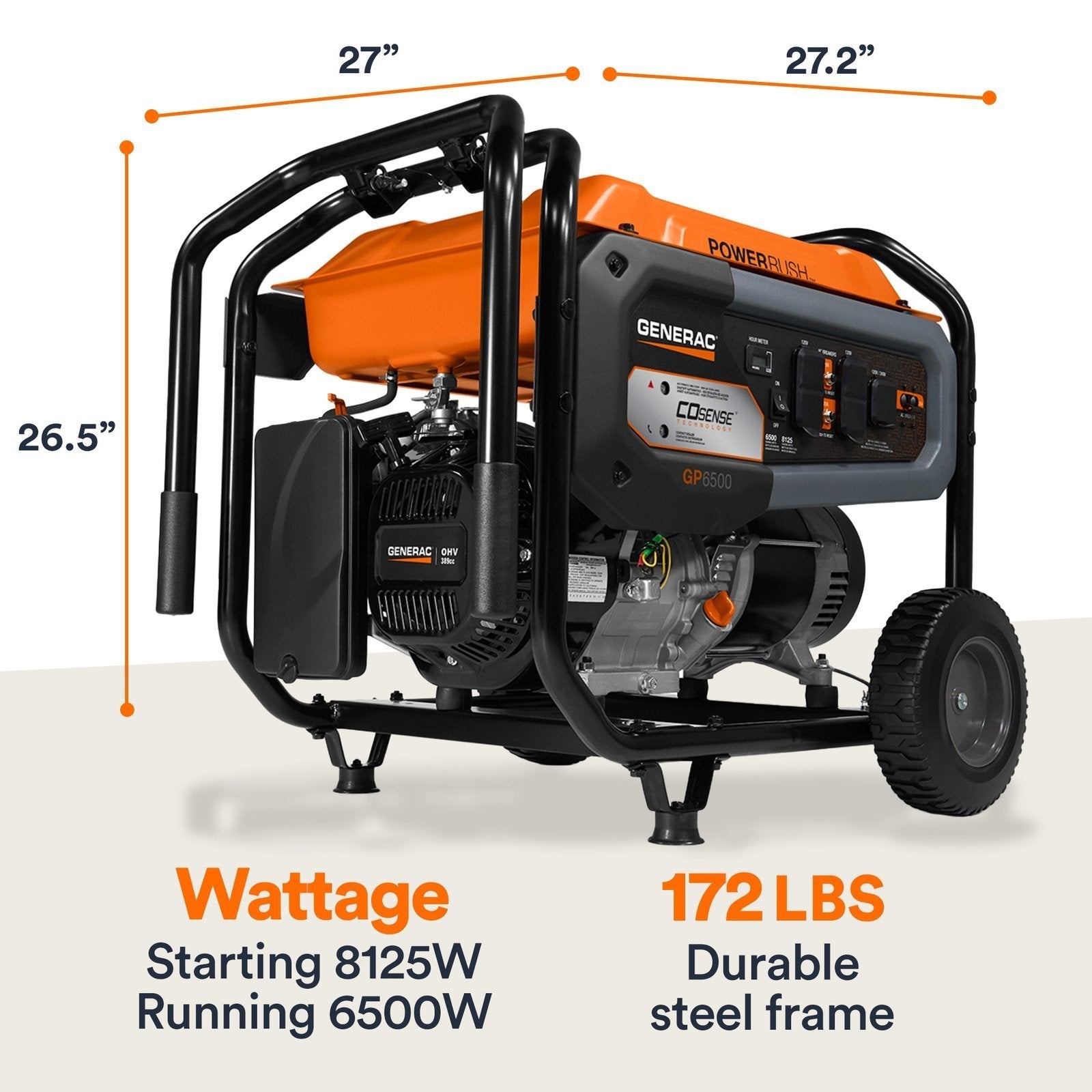 434 generac 8125/6500 watt portable generator
