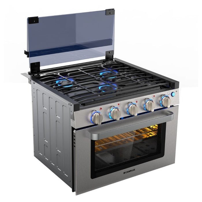 camplux 17″ rv oven with 3 burners cooktop