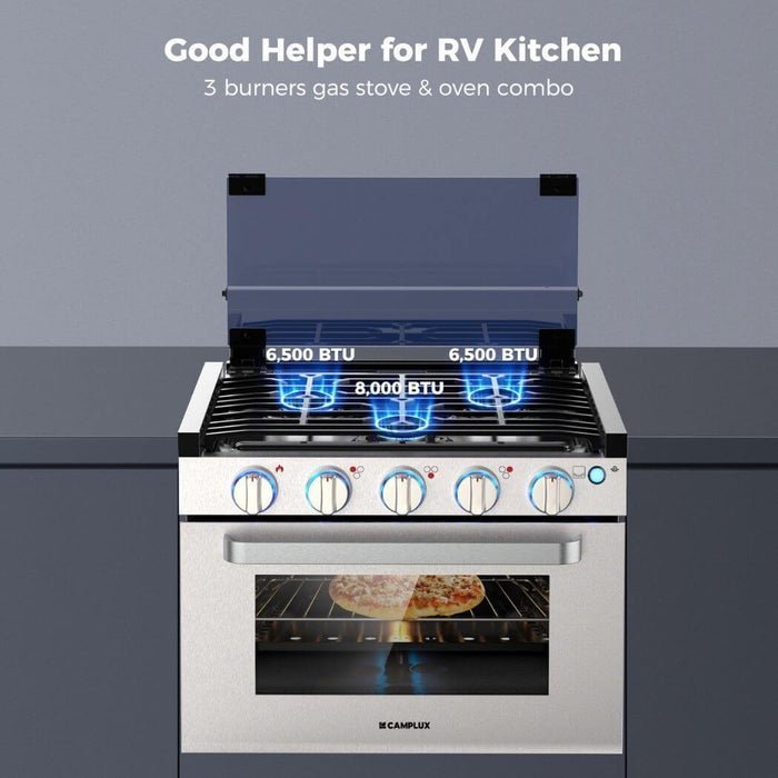 468-2 camplux 17″ rv oven with 3 burners cooktop