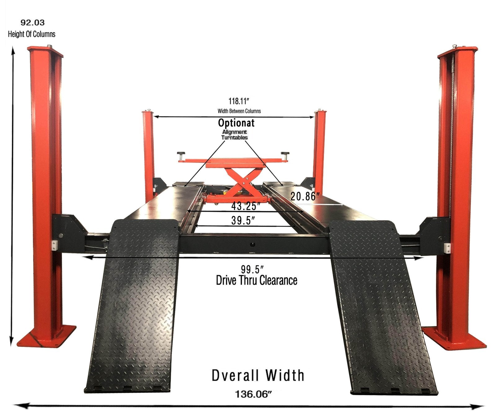 5-2 kt 4h110 four post vehicle lift 11,000lbs