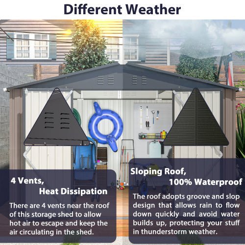 59741a39-5cad-4e17-9e23-fbe879d05147 10' x 10' metal storage shed for ourdoor, steel yard shed with design of lockable doors