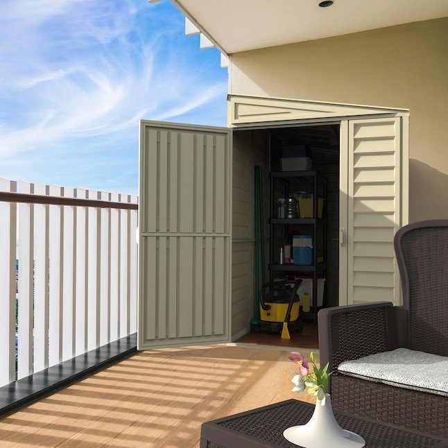 61253314 duramax building products 4 ft x 8 ft sidemate off white lean to vinyl storage shed