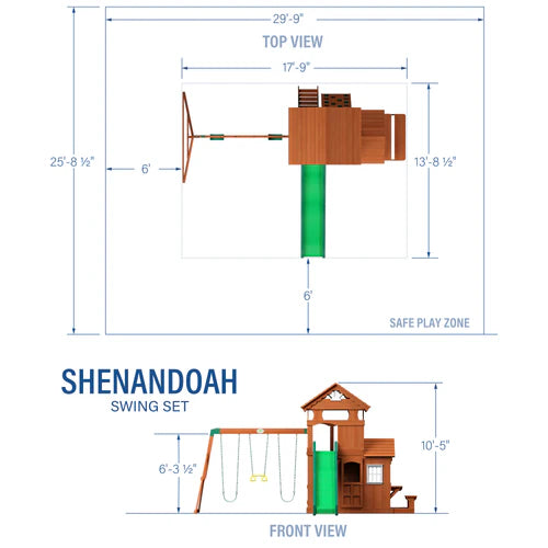 65413B-Diagram-Imperial backyard discovery shenandoah cedar wood swing set slide