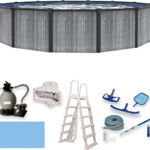 blue wave san pedro 24 ft round 52 in deep 6 in top rail above ground steel wall swimming pool