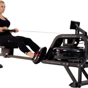 sunny health and fitness obsidian surge water rowing machine