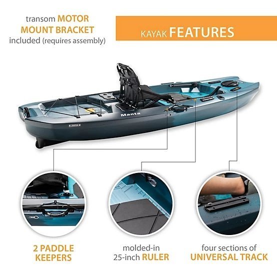 762 aurora fusion lifetime manta 10 ft. sit on top angler kayak