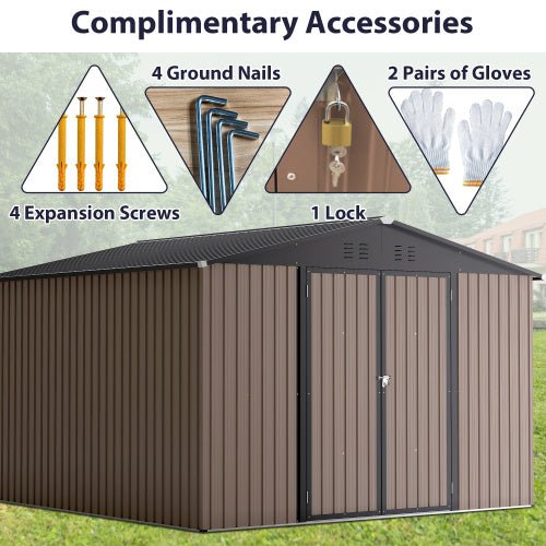782676c1-aac5-4e1b-9d8b-4d893fe46116 10' x 10' metal storage shed for ourdoor, steel yard shed with design of lockable doors