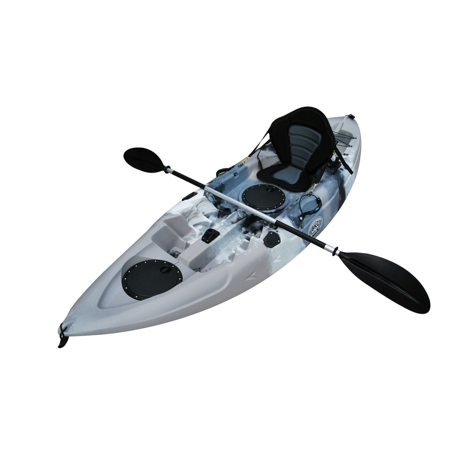 brooklyn kayak uh fk184 gry 9 ft. 2 in. sit on top single fishing kayak seat and paddle – grey camo