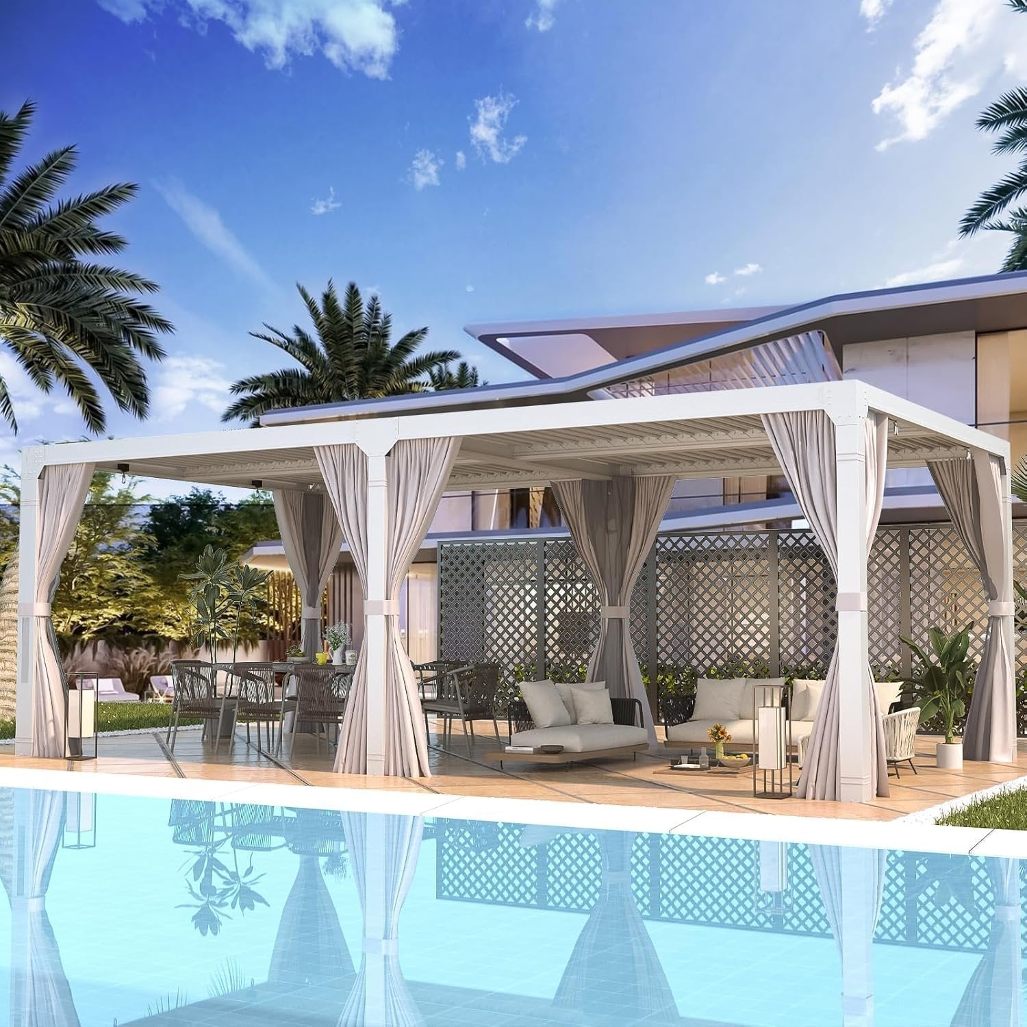 erommy 12’x24′ outdoor louvered pergola gazebo