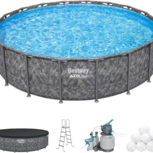bestway apx 365 18’x52″ round above ground swimming pool set with pump & ladder