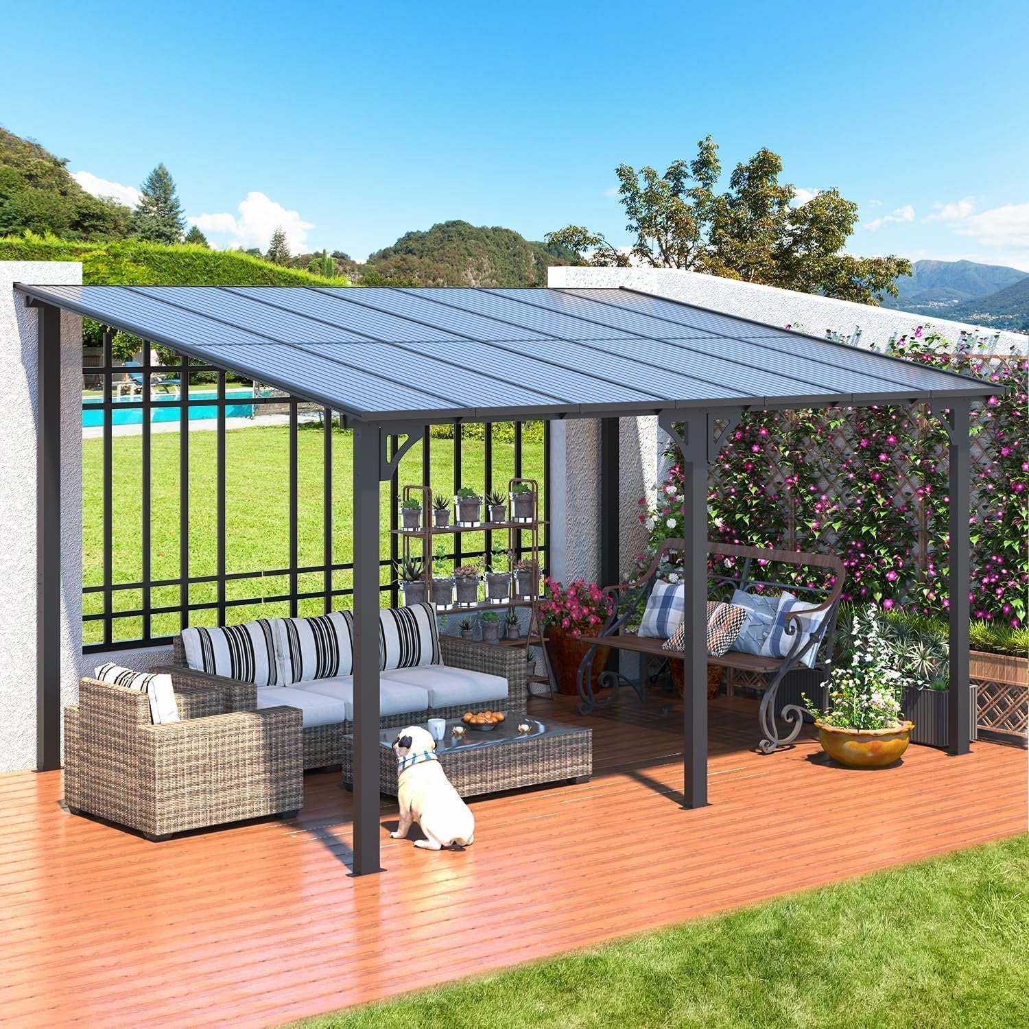 aecojoy aluminum pergola with canopy