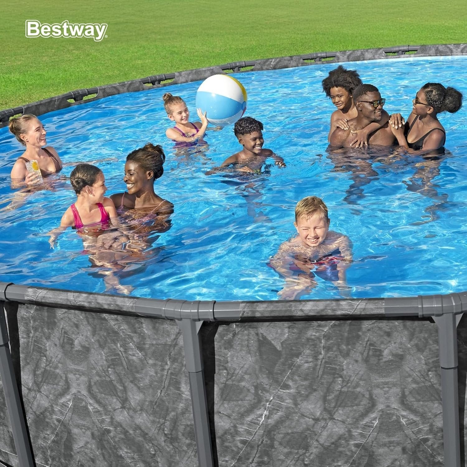 81KZDWDqUiL._AC_SL1500 bestway apx 365 18’x52″ round above ground swimming pool set with pump & ladder
