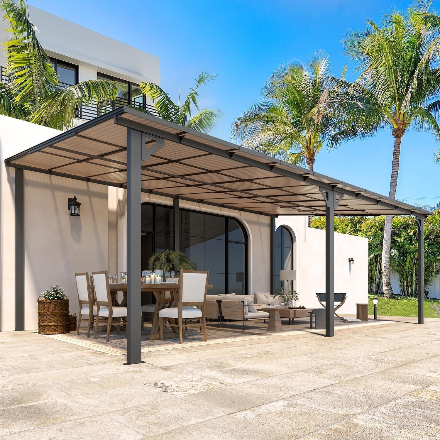 aecojoy 20’x12′ wall mounted gazebos pergola