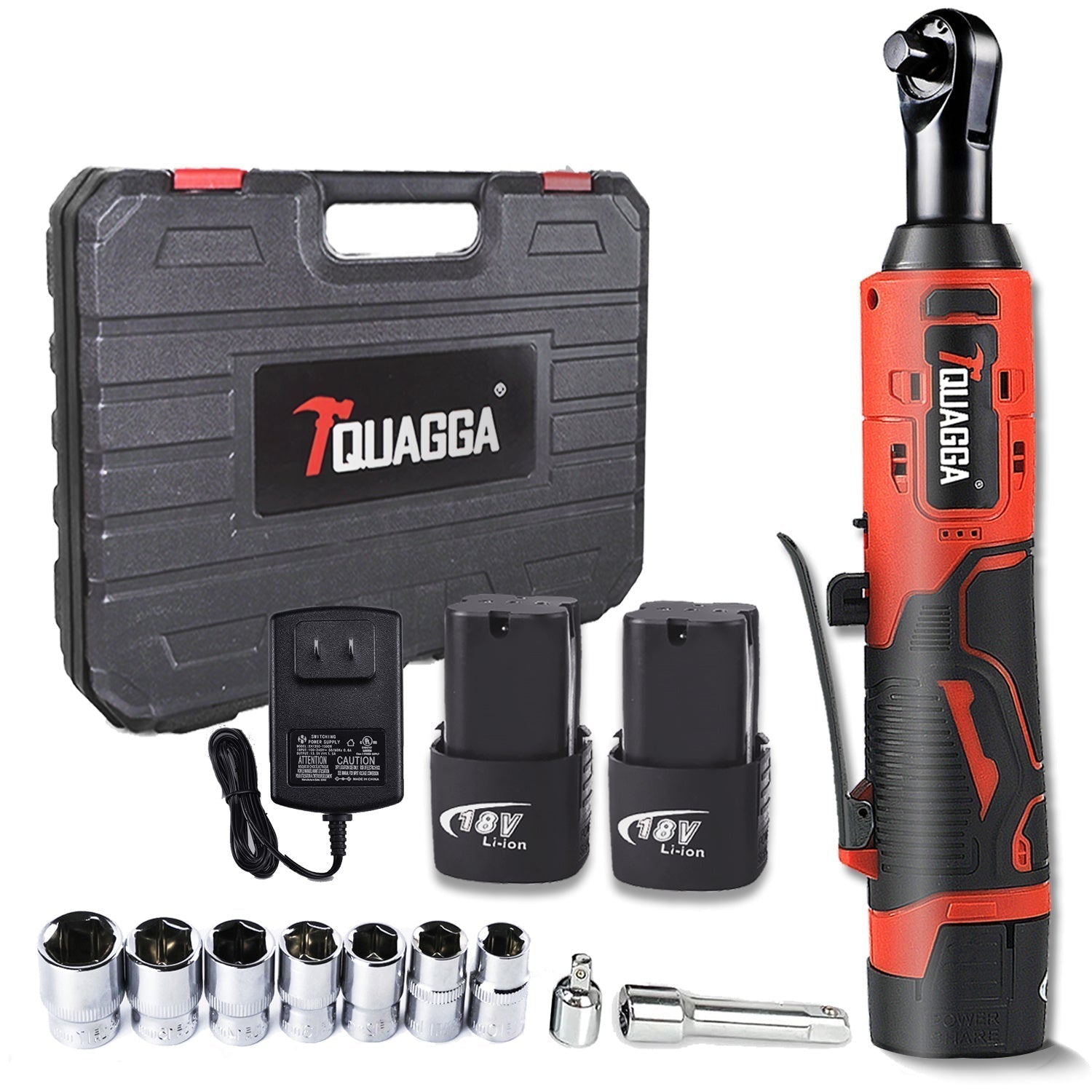 18v cordless electric ratchet wrench set with 2 batteries & fast charger