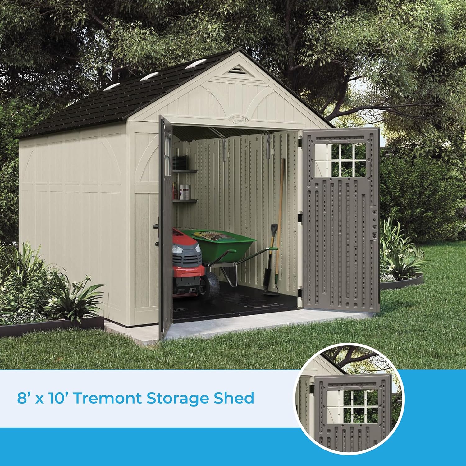 91D3pkp5vLL._AC_SL1500 suncast bms8100 8 ft. x 10 ft. tremont resin outdoor storage shed with skylights