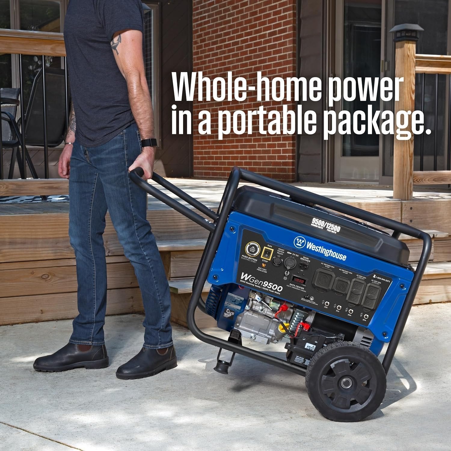 91cgMzjmdUL._AC_SL1500 westinghouse 9500 peak watt home backup portable gas powered generator