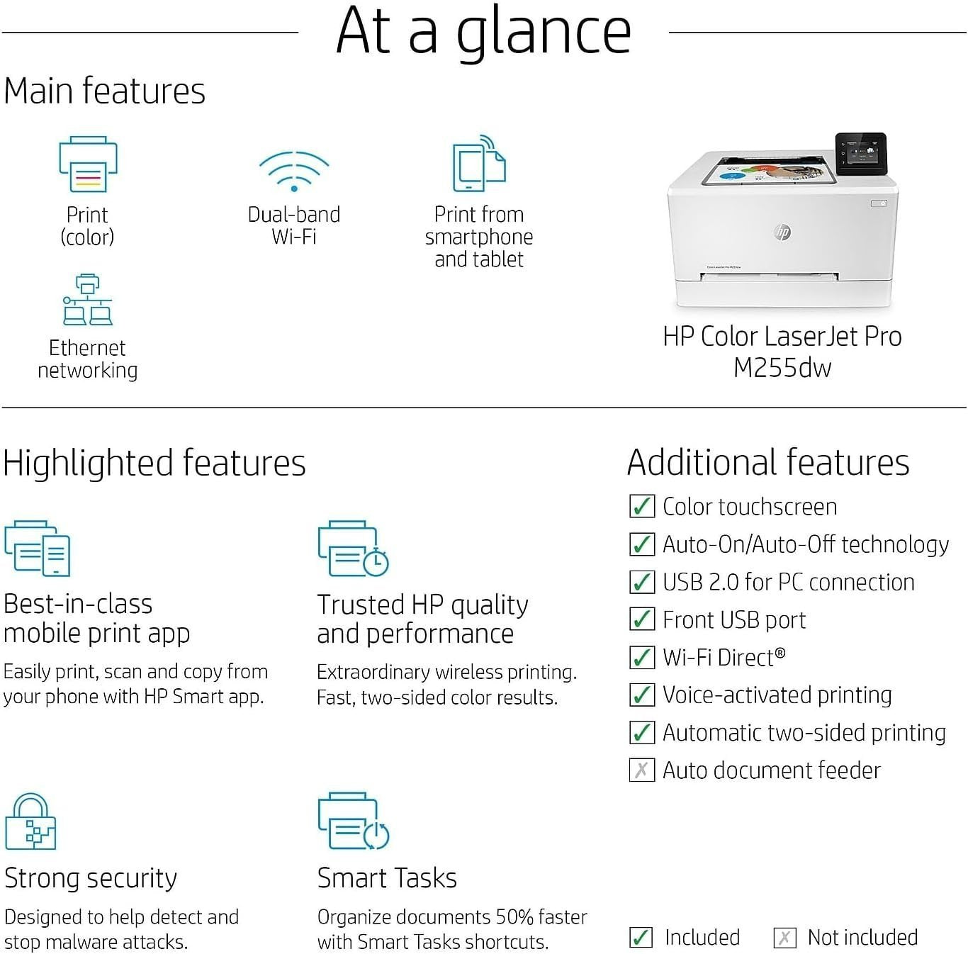 975 hp color laserjet pro m255dw wireless laser printer