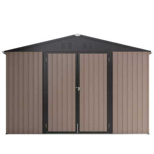 9dfab572-d59f-4d2e-b7fc-a757e85bc80a 10' x 10' metal storage shed for ourdoor, steel yard shed with design of lockable doors