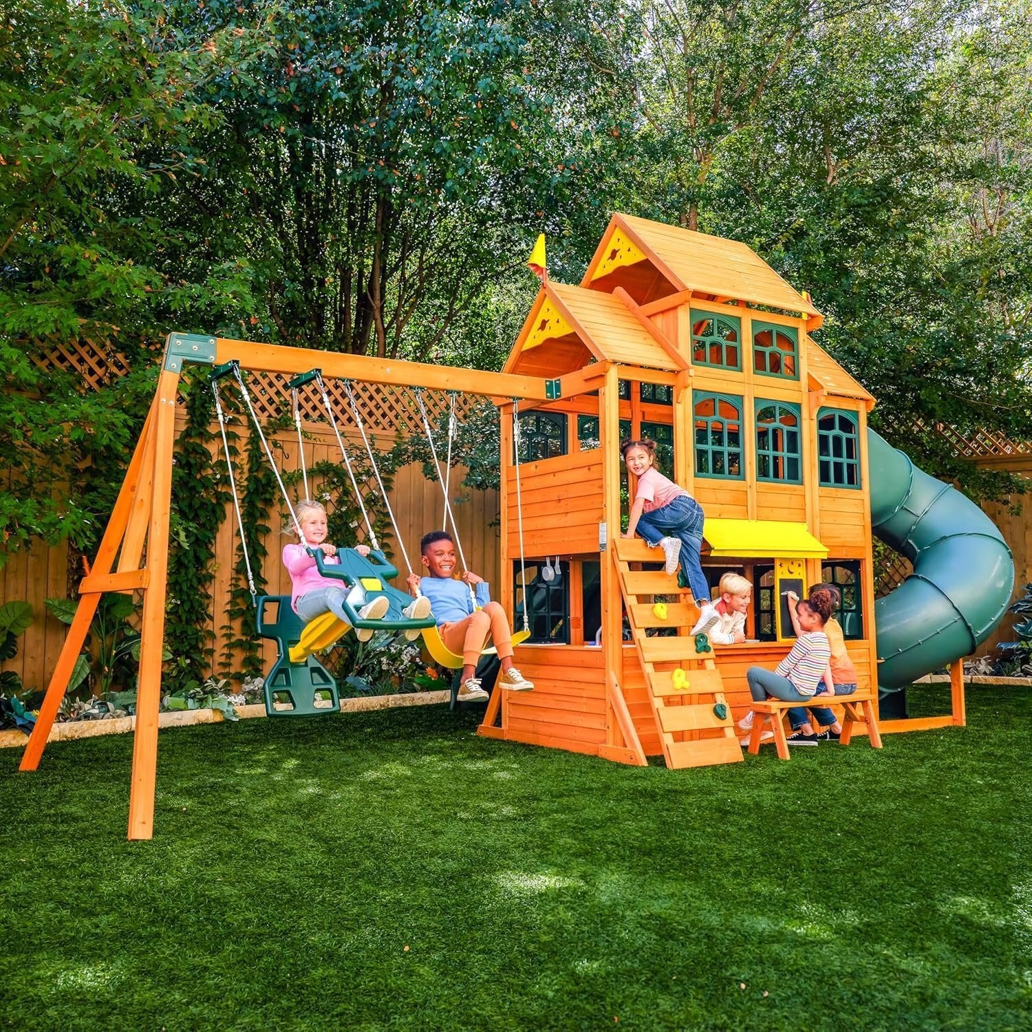 A1L0DSzAGML._AC_SL1500 kidkraft falcon ridge wooden swing set/playset