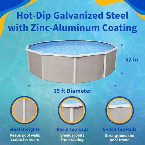 B003TQMAKU-2-1755893484935 blue wave belize 15 feet round 52 inch deep 6 inch top rail metal wall swimming pool package