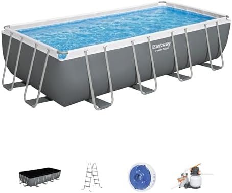 B01MUBPC34-0-1755894340432 bestway power steel 18′ x 9′ x 48″ rectangular metal frame above ground outdoor swimming pool set with 1,500 gph filter pump, ladder, and pool cover