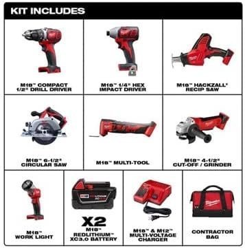 B088G34KK4-1-1756242016979 milwaukee m18 cordless combo kit (7 tool) with two 3.0 ah batteries, charger and tool bag