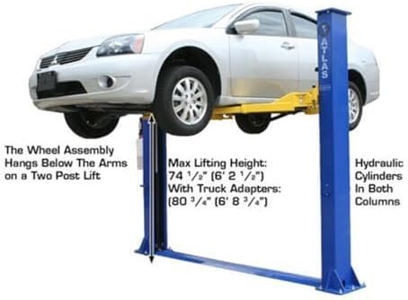 B08DP5XL7M-1-1755990080937 atlas automotive equipment 9kbpx 2 post lift/hoist, baseplate style, 9’6″ minimum ceiling height, 9,000lb capacity, symmetric arms, dual hydraulic chain drive cylinders, for low ceiling home use