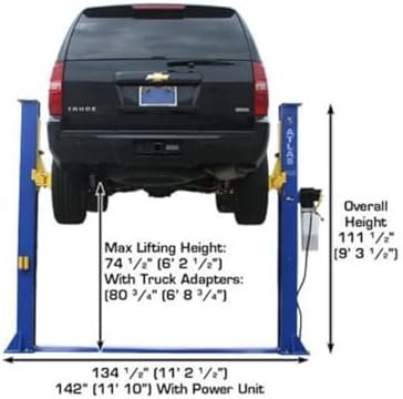 B08DP5XL7M-2-1755990080937 atlas automotive equipment 9kbpx 2 post lift/hoist, baseplate style, 9’6″ minimum ceiling height, 9,000lb capacity, symmetric arms, dual hydraulic chain drive cylinders, for low ceiling home use