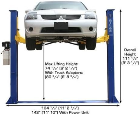 B08DP5XL7M-3-1755990080937 atlas automotive equipment 9kbpx 2 post lift/hoist, baseplate style, 9’6″ minimum ceiling height, 9,000lb capacity, symmetric arms, dual hydraulic chain drive cylinders, for low ceiling home use