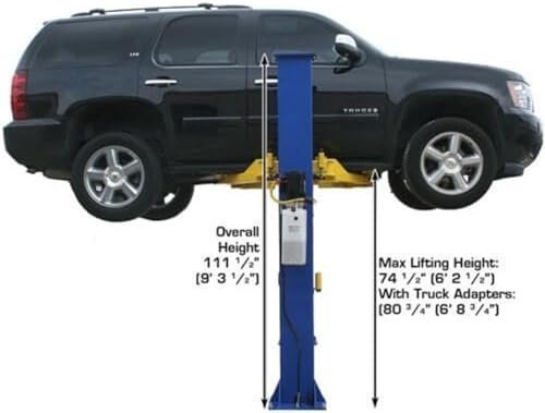 B08DP5XL7M-4-1755990080937 atlas automotive equipment 9kbpx 2 post lift/hoist, baseplate style, 9’6″ minimum ceiling height, 9,000lb capacity, symmetric arms, dual hydraulic chain drive cylinders, for low ceiling home use
