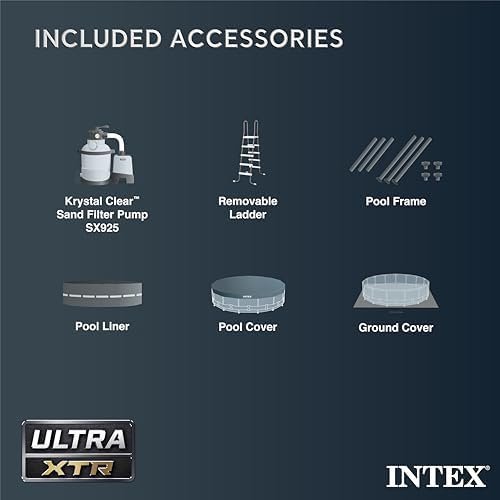 B08RZCQ77J-5-1755895123326 intex ultra xtr frame 14′ x 42″ round above ground outdoor swimming pool set with sand filter pump, ladder, ground cloth, and pool cover