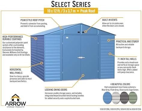 B08WCPL7J4-9-1756075804584 arrow select 10′ x 12′ outdoor lockable steel storage shed building, charcoal