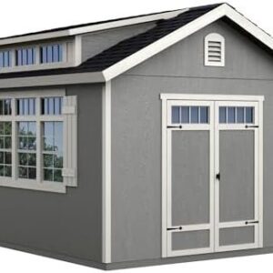handy home products windemere 10×12 do it yourself wooden storage shed with floor, beige