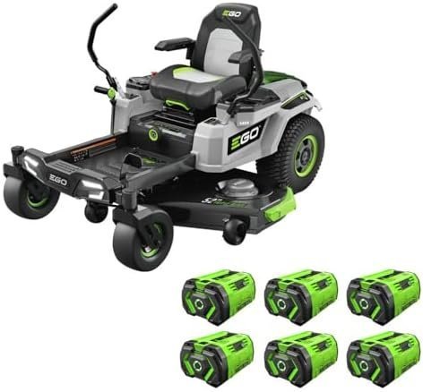 B0BQQ1HCX6-0-1755636062637 ego power+ electric riding lawn mower, 52″ deck with zero turn radius, includes (6) 56v 12.0ah batteries and charger – zt5207l
