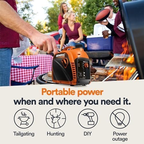 B0C2VWW7Q8-1-1755717740195 generac 8251 gp2500i 2,500 watt gas powered portable inverter generator – compact and lightweight design – produces clean, stable power – cosense technology – carb compliant – orange/black