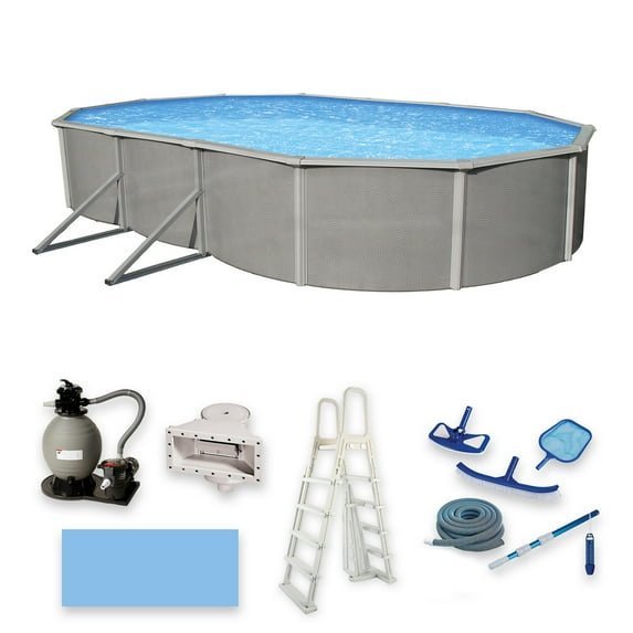 belize 12 ft x 24 ft oval 52 in deep 6 in top rail metal wall swimming pool package