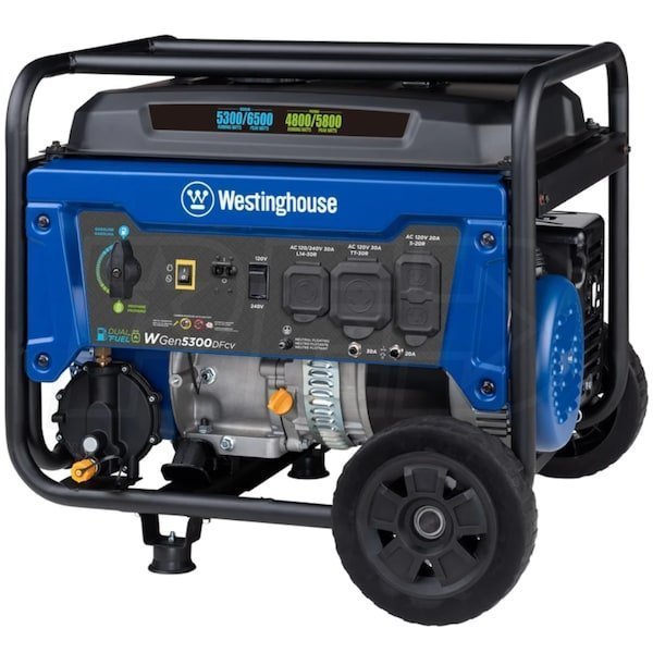 WGEN5300DFCV_117174_feature3_6b089c8f00dfdd4f954e963d55b51306 westinghouse wgen5300dfcv – 5300 watt dual fuel portable generator w/ rv outlet & co sensor (49 state)