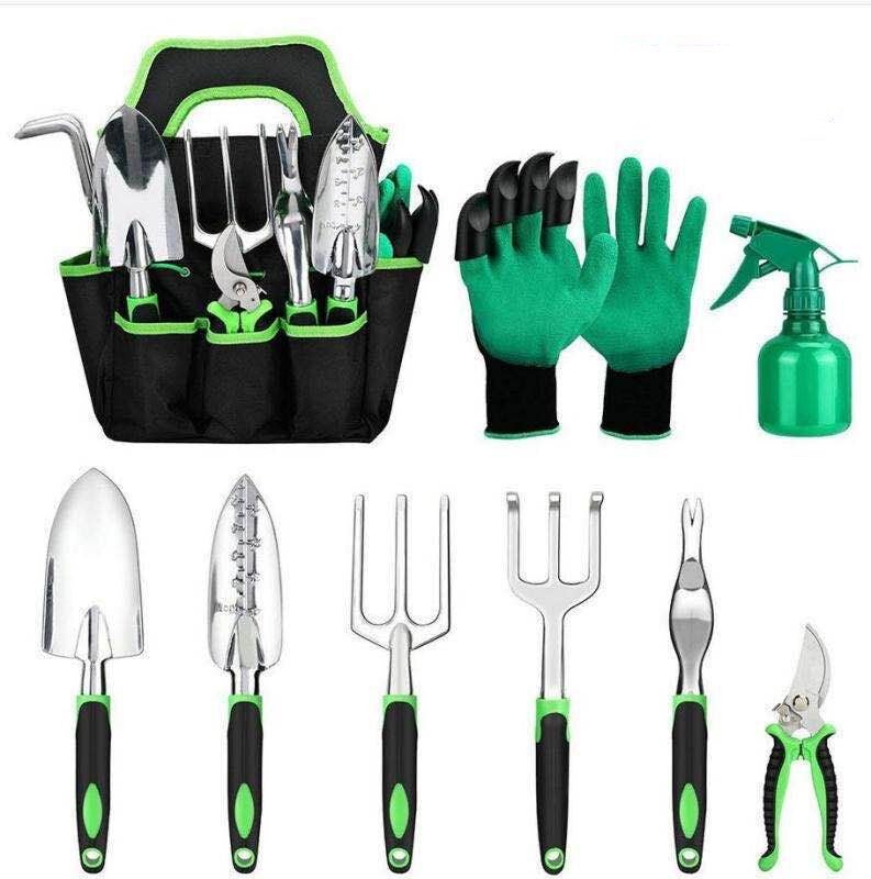 b644d255-af7e-4b8e-a926-5bdfe46a39b3 garden supplies 9 piece aluminum alloy set, silicone two color handle shovel gardening tools